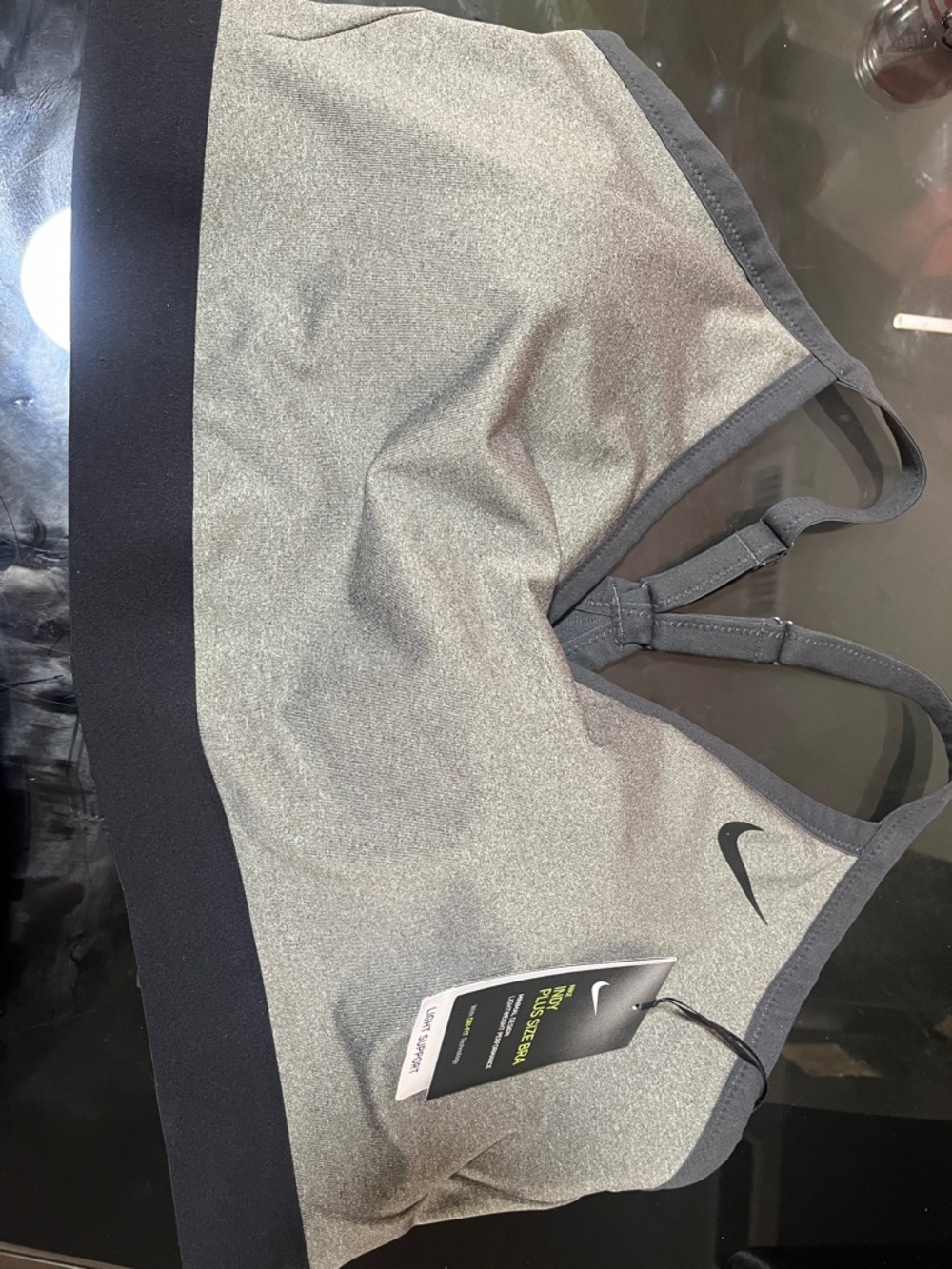 Nike Heather Gray and Black Bralette Sports Bra